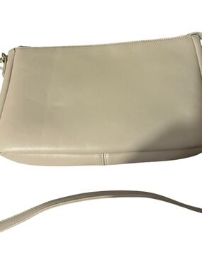 NWOT viv & lou Minimalist Cream Crossbody Bag with Slim Strap gold rem strap adj